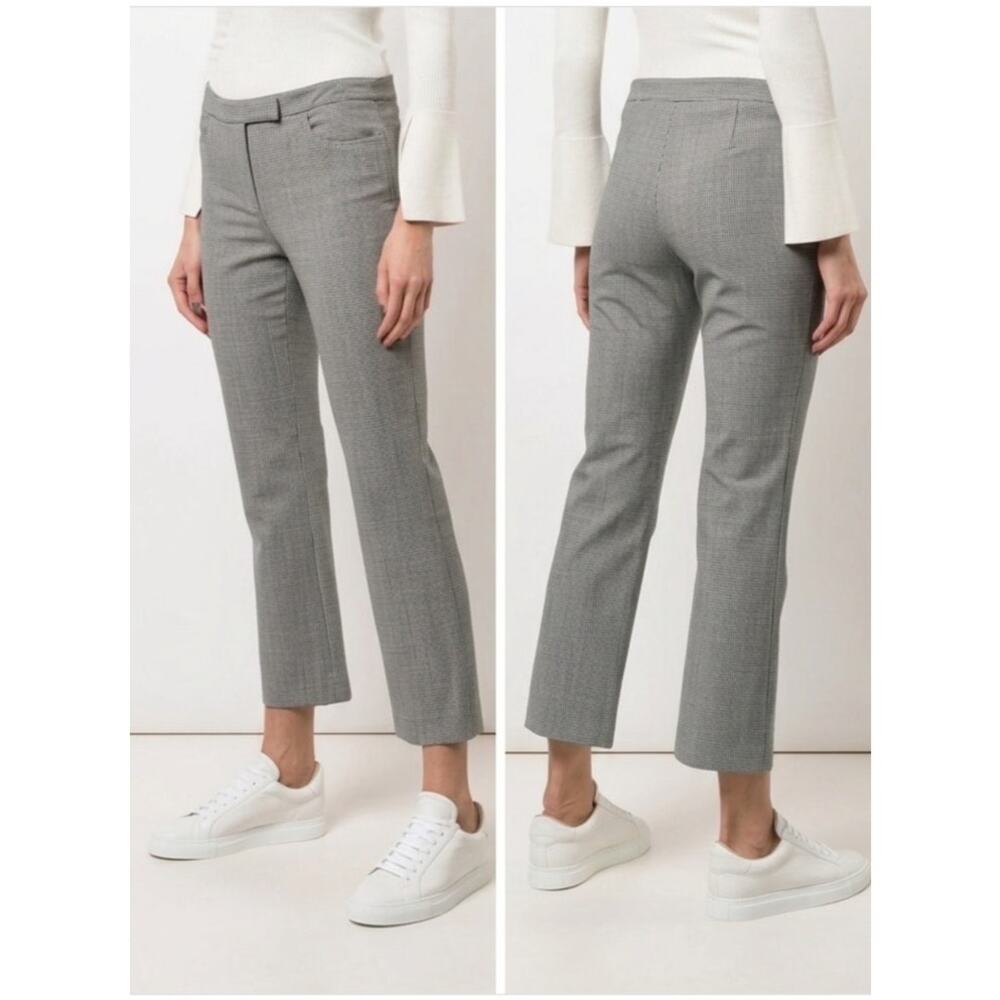 Theory Black‎ White Houndstooth Wool Blend Cropped Dress Pants Women's 6 Career
